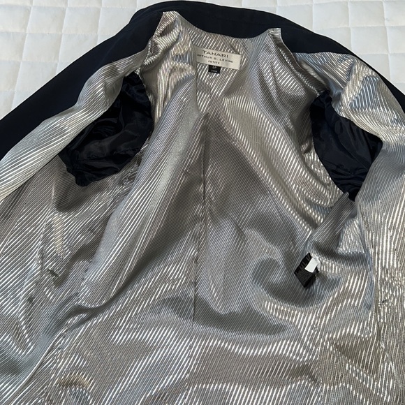 TAHARI by Arthur S. Levine Petite Dark Blue Suit Jacket Blazer - Picture 8 of 10